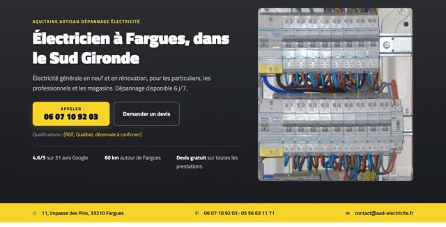 Site refait — électricien, Fargues