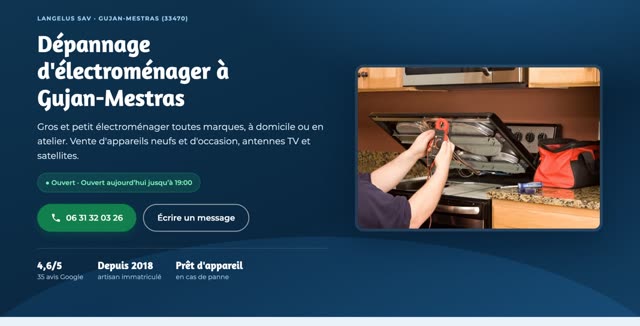 Site refait — dépannage électroménager, Gujan-Mestras