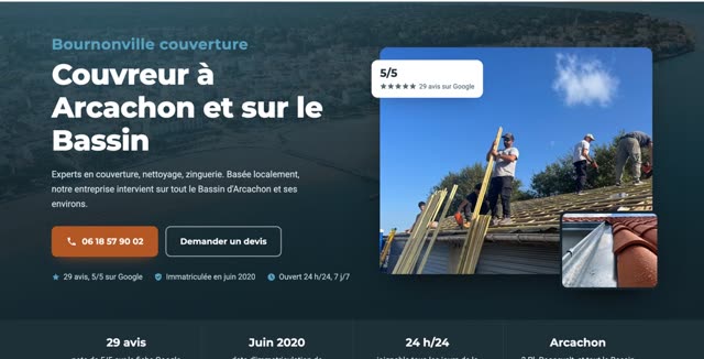 Site refait — couvreur, Arcachon