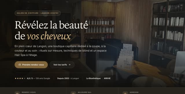 Site refait — salon de coiffure, Langon