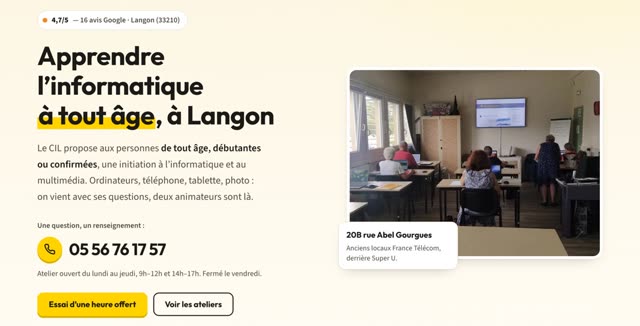 Site refait — club informatique, Langon