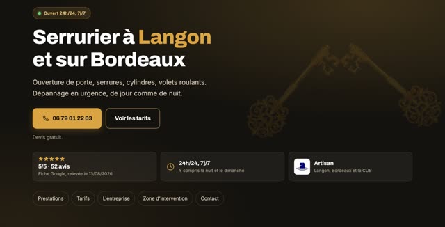 Site refait — serrurier, Langon