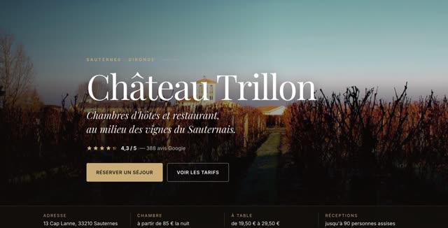 Site refait — chambre d'hôtes, Sauternes