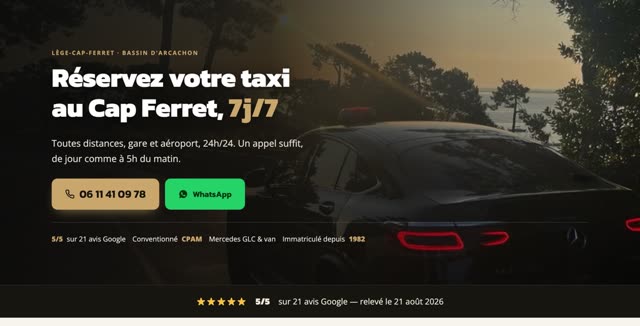 Site refait — service de taxi, Lège-Cap-Ferret