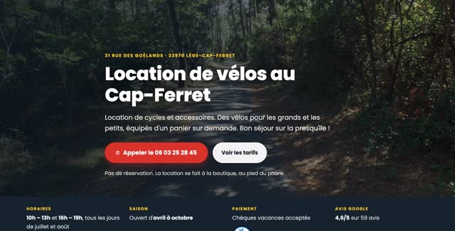Site refait — magasin de vélos, Lège-Cap-Ferret