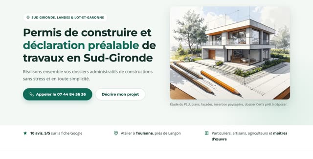 Site refait — permis de construire, Toulenne