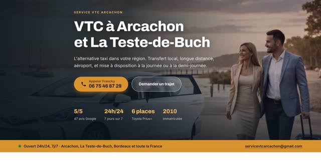 Site refait — service de chauffeur privé, Arcachon