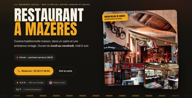 Site refait — restaurant français, Mazères