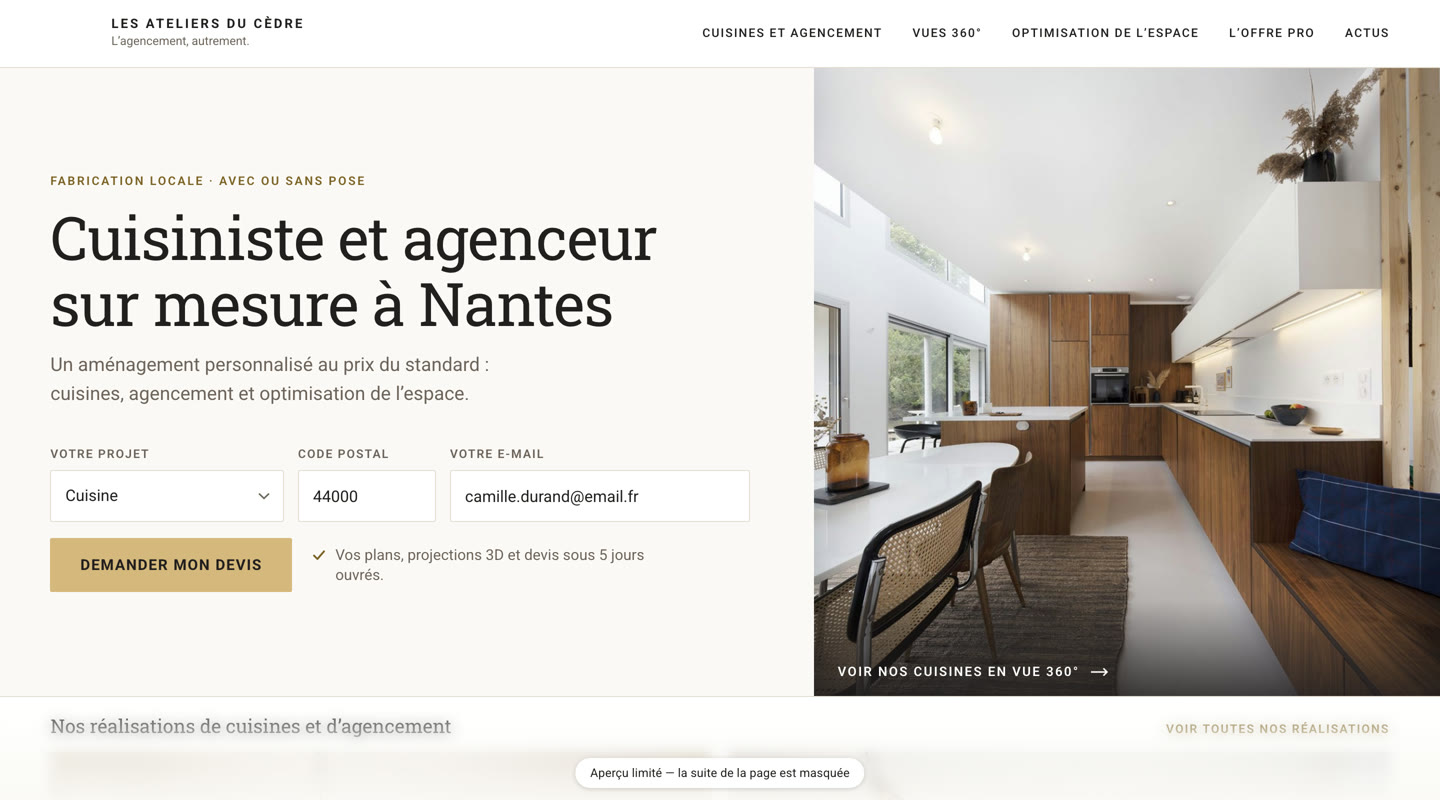 Le même site après refonte, sur ordinateur