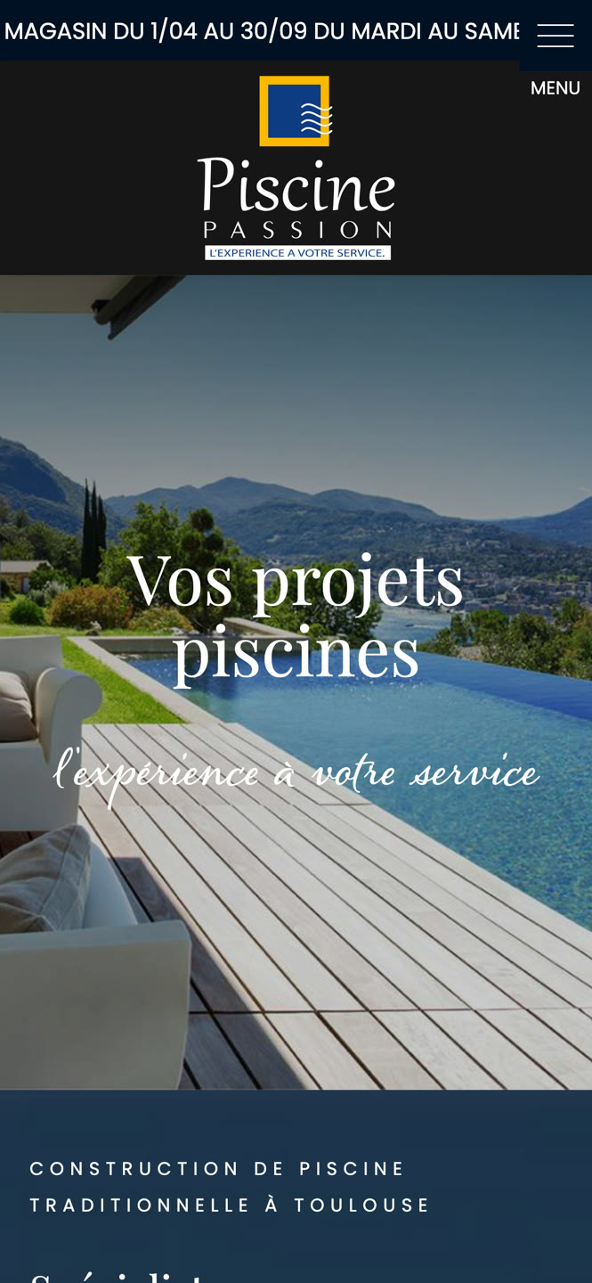 Le site d'un pisciniste avant refonte, sur mobile