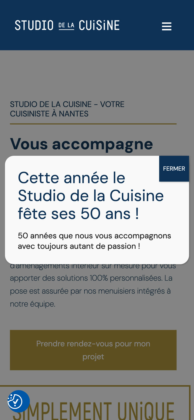 Le site d'un cuisiniste avant refonte, sur mobile