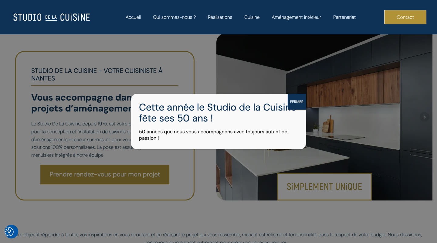 Le site d'un cuisiniste avant refonte, sur ordinateur